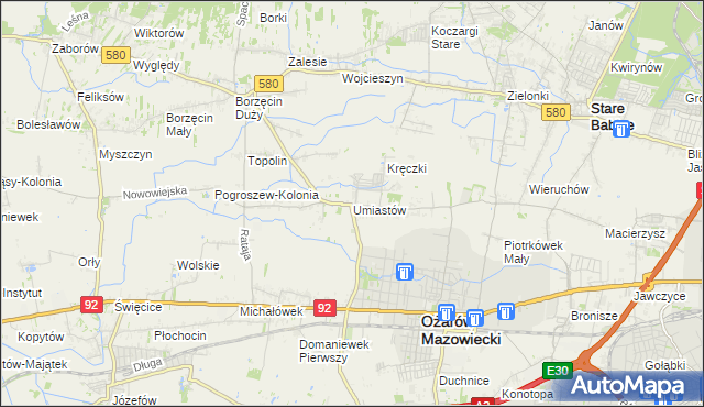 mapa Umiastów, Umiastów na mapie Targeo