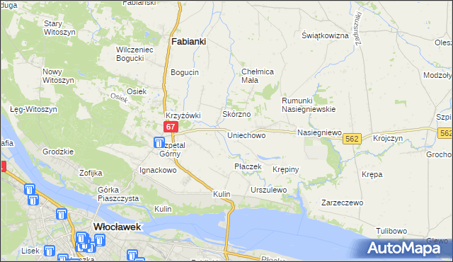 mapa Uniechowo, Uniechowo na mapie Targeo