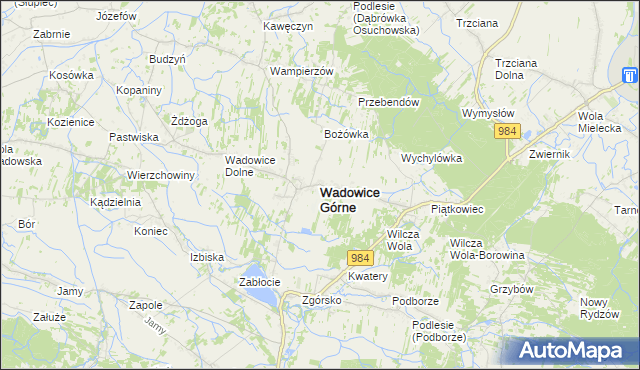 mapa Wadowice Górne, Wadowice Górne na mapie Targeo