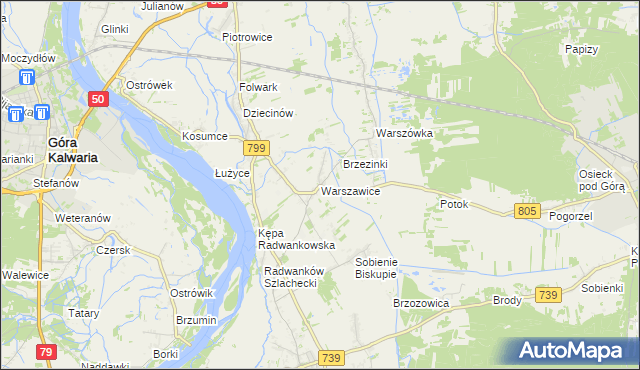 mapa Warszawice, Warszawice na mapie Targeo