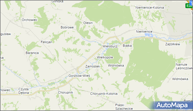 mapa Wielkopole gmina Gorzków, Wielkopole gmina Gorzków na mapie Targeo
