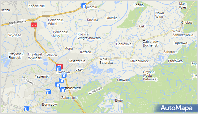 mapa Wola Batorska, Wola Batorska na mapie Targeo