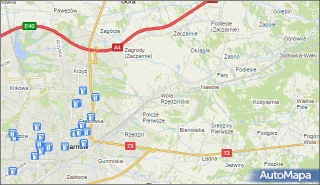 mapa Wola Rzędzińska, Wola Rzędzińska na mapie Targeo