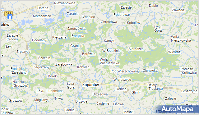 mapa Wola Wieruszycka, Wola Wieruszycka na mapie Targeo