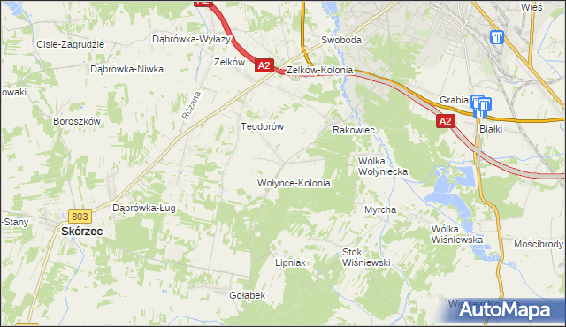 mapa Wołyńce gmina Siedlce, Wołyńce gmina Siedlce na mapie Targeo