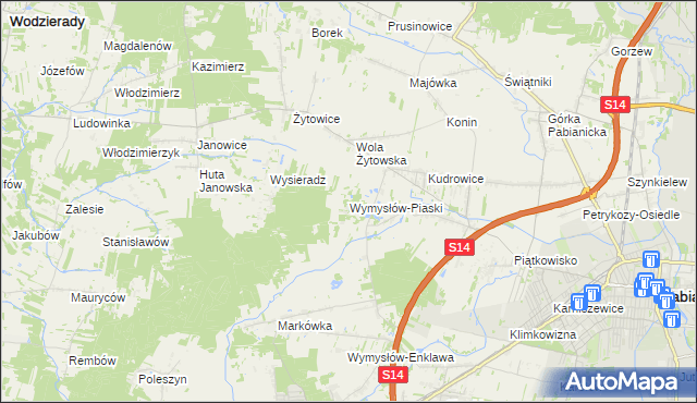 mapa Wymysłów-Piaski, Wymysłów-Piaski na mapie Targeo
