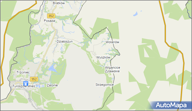 mapa Wyszków gmina Bogatynia, Wyszków gmina Bogatynia na mapie Targeo
