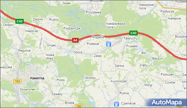 mapa Zalas gmina Krzeszowice, Zalas gmina Krzeszowice na mapie Targeo