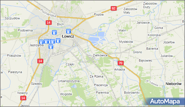 mapa Zielkowice, Zielkowice na mapie Targeo