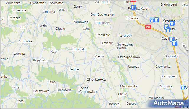 mapa Zręcin, Zręcin na mapie Targeo