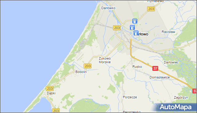 mapa Żukowo Morskie, Żukowo Morskie na mapie Targeo