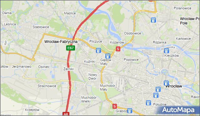 mapa Gądów Mały, Gądów Mały na mapie Targeo