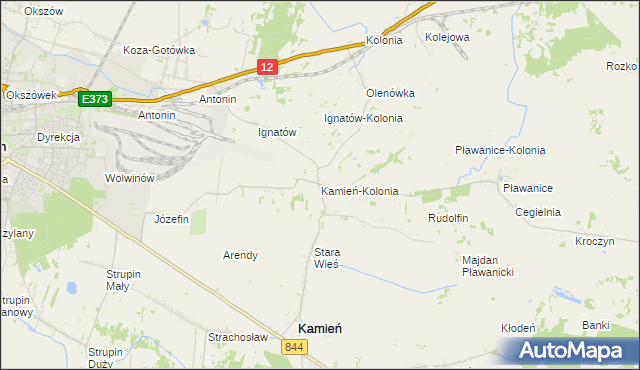 mapa Kamień-Kolonia gmina Kamień, Kamień-Kolonia gmina Kamień na mapie Targeo