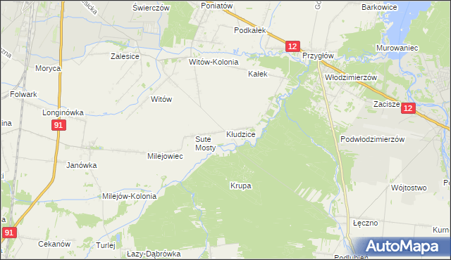 mapa Kłudzice, Kłudzice na mapie Targeo