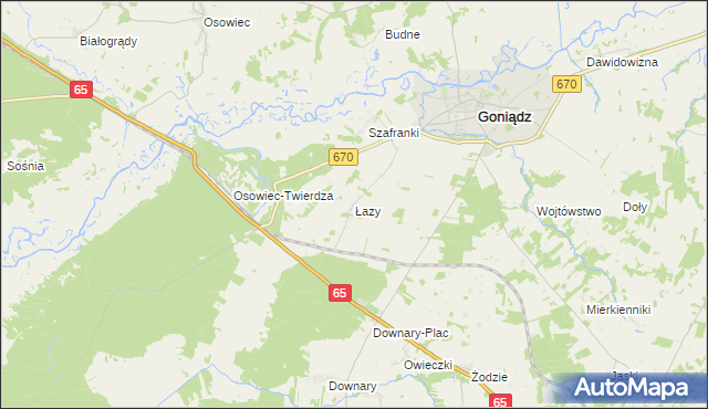 mapa Łazy gmina Goniądz, Łazy gmina Goniądz na mapie Targeo