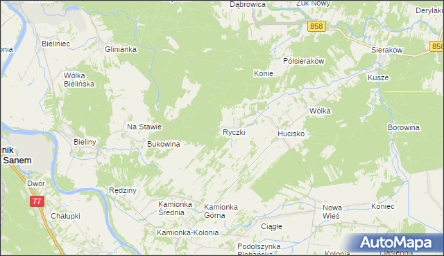 mapa Ryczki, Ryczki na mapie Targeo