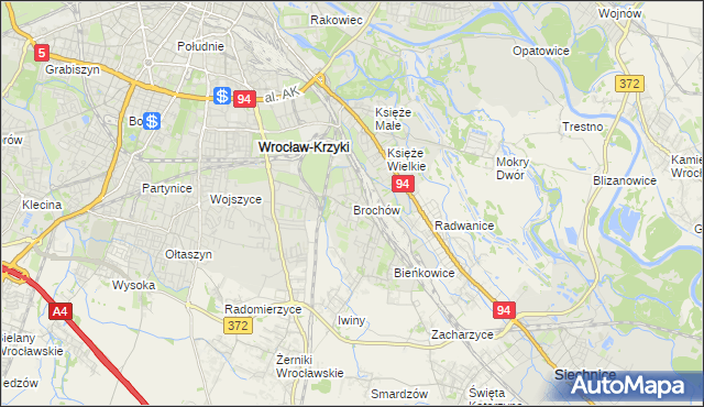 mapa Brochów gmina Wrocław, Brochów gmina Wrocław na mapie Targeo