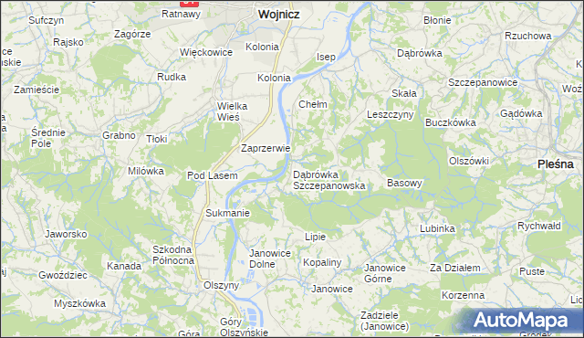 mapa Dąbrówka Szczepanowska, Dąbrówka Szczepanowska na mapie Targeo