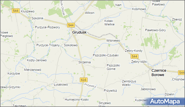 mapa Pszczółki-Czubaki, Pszczółki-Czubaki na mapie Targeo