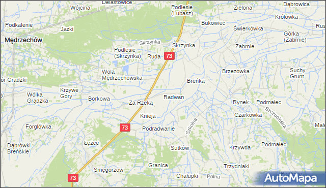 mapa Radwan gmina Szczucin, Radwan gmina Szczucin na mapie Targeo