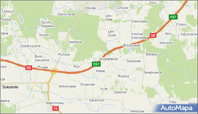 mapa Wyglądacze, Wyglądacze na mapie Targeo