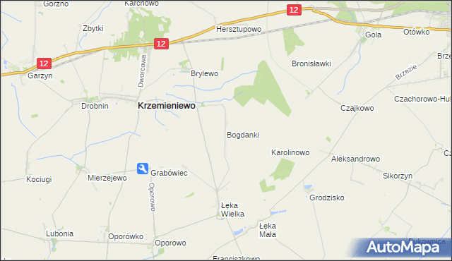 mapa Bogdanki gmina Poniec, Bogdanki gmina Poniec na mapie Targeo