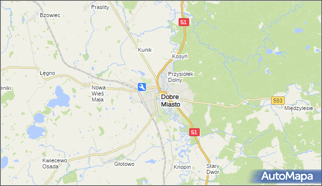 mapa Dobre Miasto, Dobre Miasto na mapie Targeo