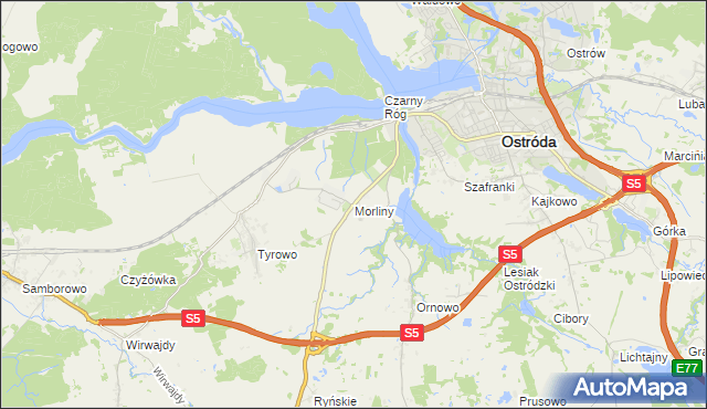 mapa Morliny, Morliny na mapie Targeo