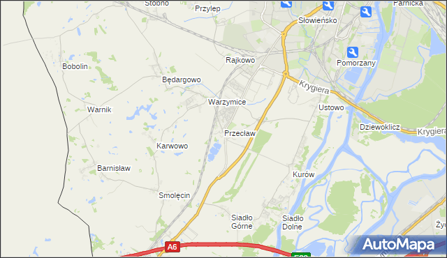 mapa Przecław gmina Kołbaskowo, Przecław gmina Kołbaskowo na mapie Targeo