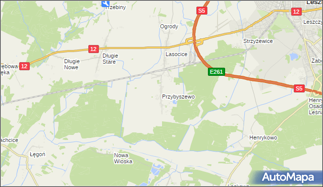 mapa Przybyszewo gmina Święciechowa, Przybyszewo gmina Święciechowa na mapie Targeo