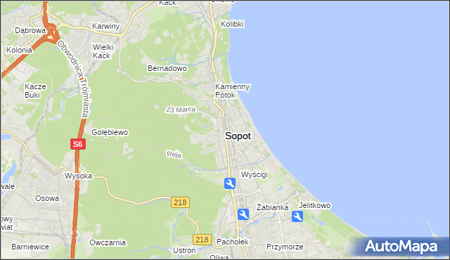 mapa Sopotu, Sopot na mapie Targeo