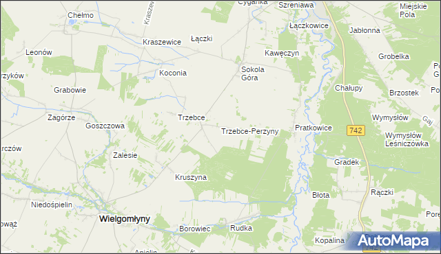 mapa Trzebce-Perzyny, Trzebce-Perzyny na mapie Targeo