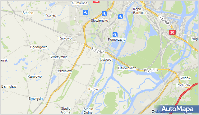 mapa Ustowo, Ustowo na mapie Targeo