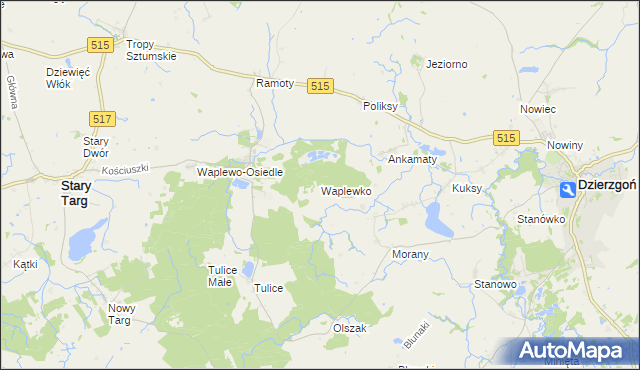 mapa Waplewko, Waplewko na mapie Targeo