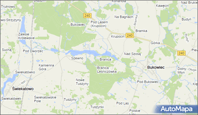 mapa Branica gmina Bukowiec, Branica gmina Bukowiec na mapie Targeo