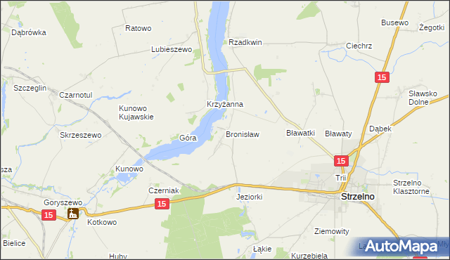mapa Bronisław gmina Strzelno, Bronisław gmina Strzelno na mapie Targeo