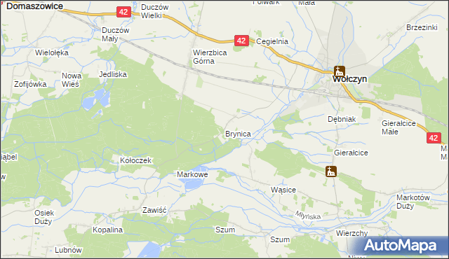 mapa Brynica gmina Wołczyn, Brynica gmina Wołczyn na mapie Targeo