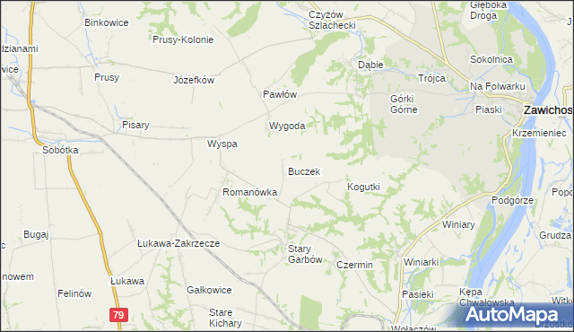 mapa Buczek gmina Dwikozy, Buczek gmina Dwikozy na mapie Targeo