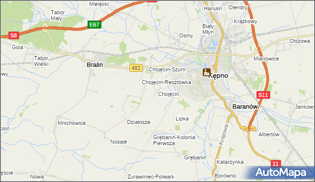 mapa Chojęcin, Chojęcin na mapie Targeo