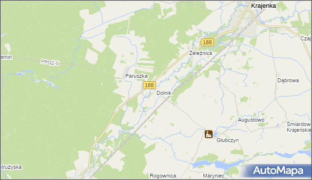 mapa Dolnik gmina Krajenka, Dolnik gmina Krajenka na mapie Targeo