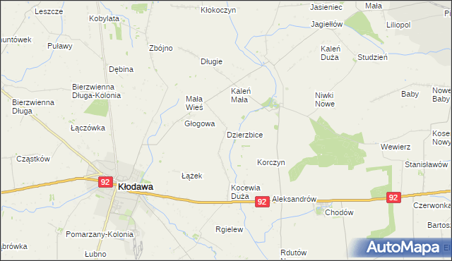 mapa Dzierzbice, Dzierzbice na mapie Targeo