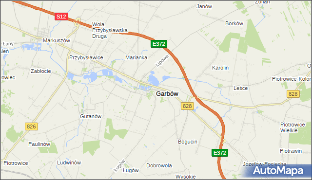 mapa Garbów powiat lubelski, Garbów powiat lubelski na mapie Targeo