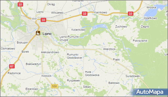 mapa Głodowo gmina Lipno, Głodowo gmina Lipno na mapie Targeo