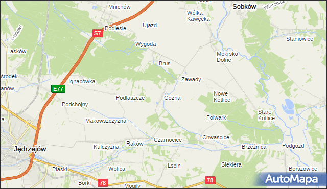 mapa Gozna, Gozna na mapie Targeo