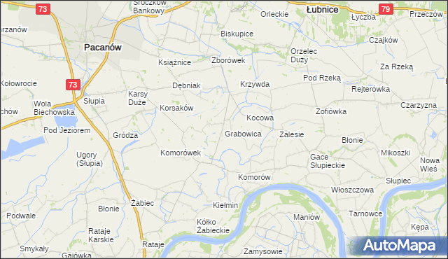 mapa Grabowica gmina Pacanów, Grabowica gmina Pacanów na mapie Targeo