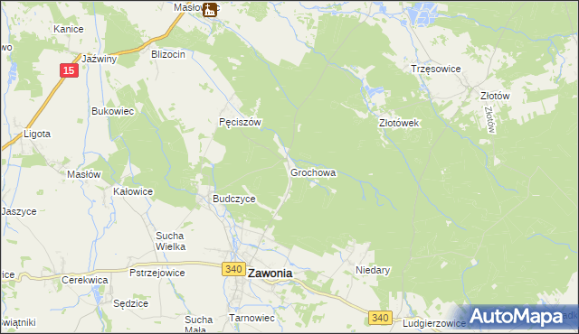 mapa Grochowa gmina Zawonia, Grochowa gmina Zawonia na mapie Targeo