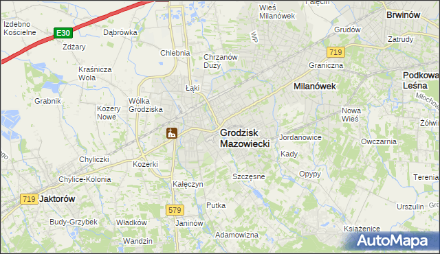 mapa Grodzisk Mazowiecki, Grodzisk Mazowiecki na mapie Targeo