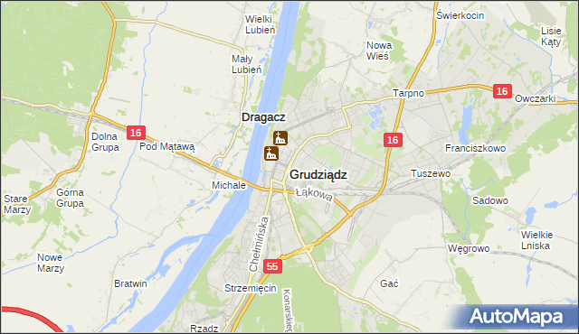 mapa Grudziądza, Grudziądz na mapie Targeo