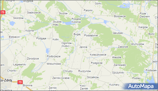 mapa Janina gmina Busko-Zdrój, Janina gmina Busko-Zdrój na mapie Targeo