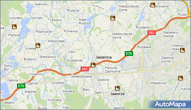 mapa Jasienica powiat bielski, Jasienica powiat bielski na mapie Targeo